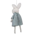 Clayre & Eef Easter Pendant Rabbit 13 cm Blue Fabric