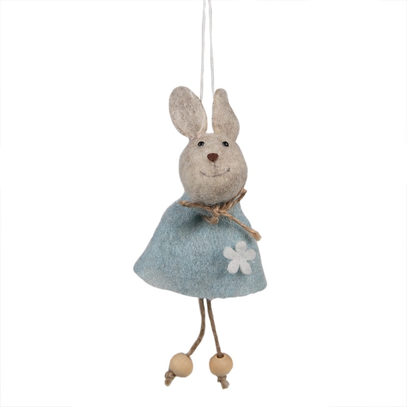 Clayre & Eef Ciondolo di Pasqua Coniglio 14 cm Blu Tessuto