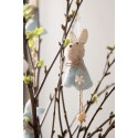 Clayre & Eef Easter Pendant Rabbit 14 cm Blue Fabric