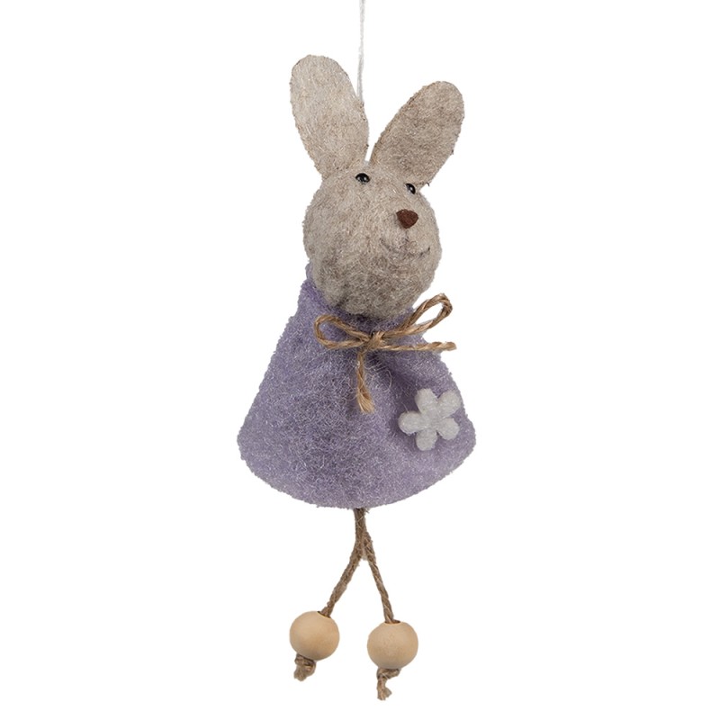 Clayre & Eef Easter Pendant Rabbit 13 cm Purple Fabric