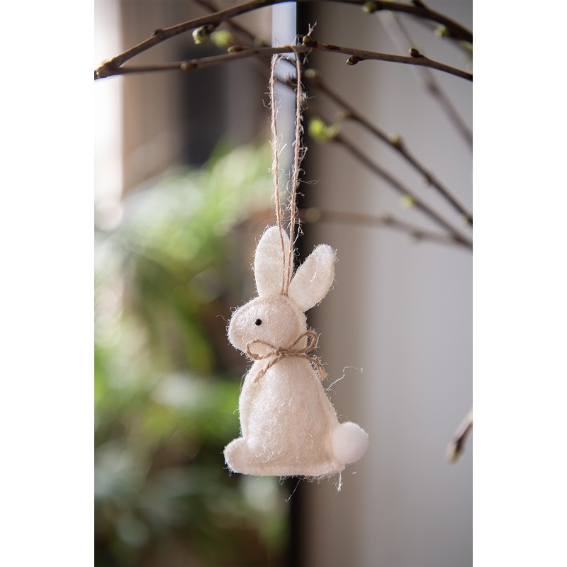 Clayre & Eef Easter Pendant Rabbit 10 cm Beige Cotton