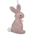 Clayre & Eef Ciondolo di Pasqua Coniglio 10 cm Rosa Cotone