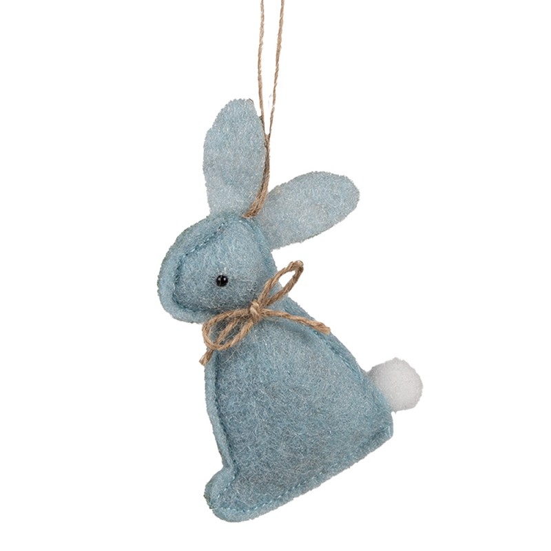 Clayre & Eef Osteranhänger Kaninchen 10 cm Blau Baumwolle