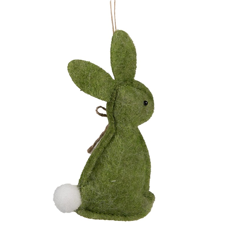 Clayre & Eef Easter Pendant Rabbit 10 cm Green Cotton