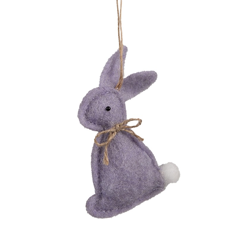 Clayre & Eef Easter Pendant Rabbit 10 cm Purple Cotton