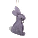 Clayre & Eef Pendentif de Pâques Lapin 10 cm Violet Coton