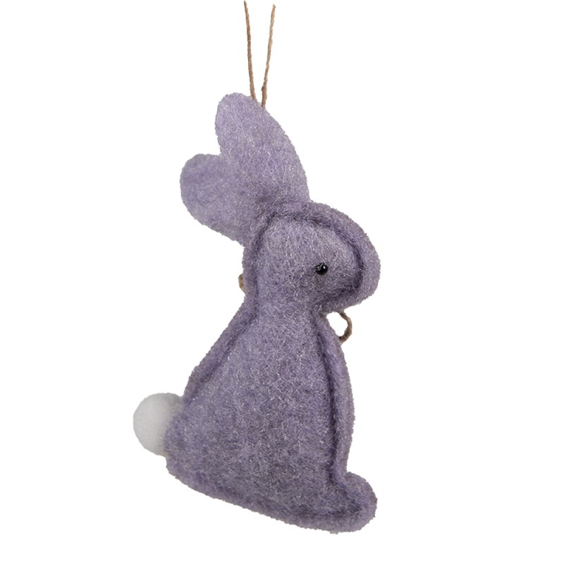 Clayre & Eef Osteranhänger Kaninchen 10 cm Violett Baumwolle