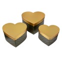 Clayre & Eef Boîte de rangement set de 3 27x24x15 / 24x21x14 / 21x19x12 cm Noir Couleur or Carton En forme de coeur