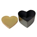 Clayre & Eef Storage Box Set of 3 27x24x15 / 24x21x14 / 21x19x12 cm Black Gold colored Cardboard Heart-Shaped