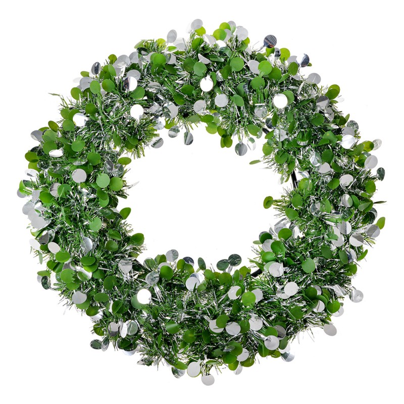 Clayre & Eef Corona di Natale Ø 30 cm Verde Plastica