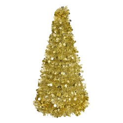 Clayre & Eef Christmas Decoration Christmas Tree Ø 21x50 cm Gold colored Plastic
