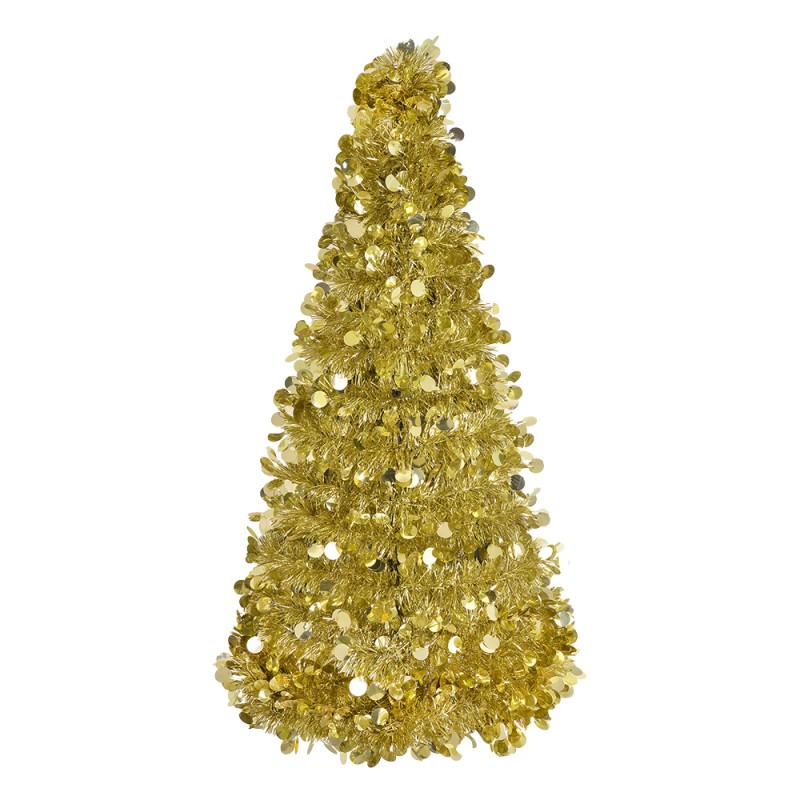 Clayre & Eef Christmas Decoration Christmas Tree Ø 21x50 cm Gold colored Plastic