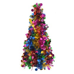 Clayre & Eef Decorazione di Natalizie Albero di Natale Ø 12x27 cm Viola Plastica