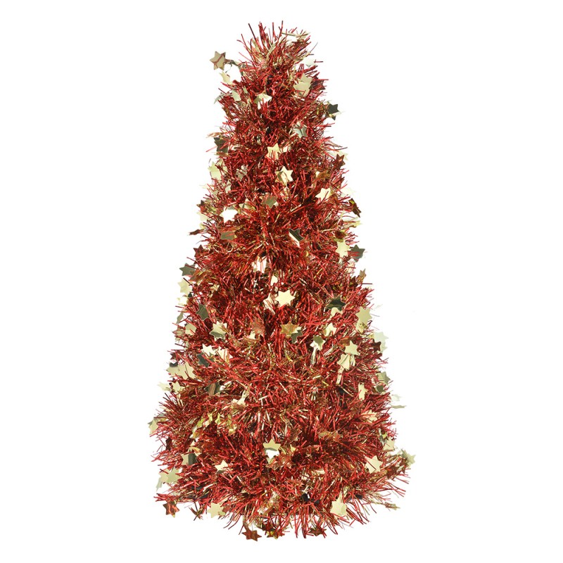 Clayre & Eef Christmas Decoration Christmas Tree Ø 12x27 cm Gold colored Plastic