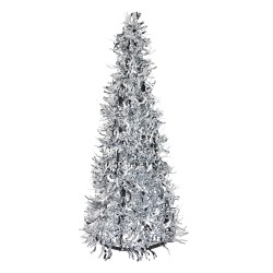 Clayre & Eef Kerstdecoratie Kerstbomen Ø 18x46 cm Zilverkleurig Kunststof