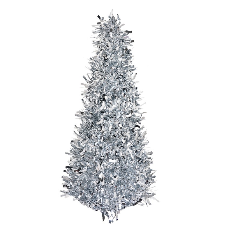 Clayre & Eef Weihnachtsdekoration Weihnachtsbaum Ø 16x38 cm Silberfarbig Kunststoff