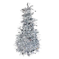 Clayre & Eef Weihnachtsdekoration Weihnachtsbaum Ø 12x25 cm Silberfarbig Kunststoff