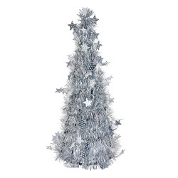 Clayre & Eef Christmas Decoration Christmas Tree Ø 18x46 cm Silver colored Plastic