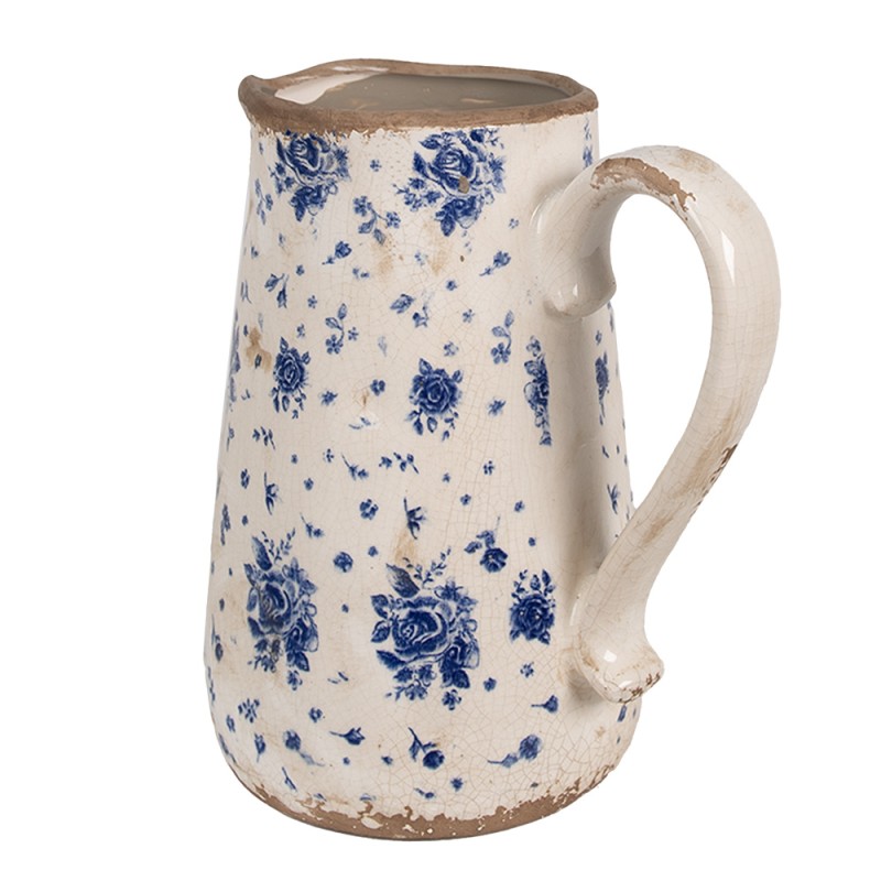 Clayre & Eef Brocca decorativa 21x15x23 cm Beige Blu  Ceramica Rose