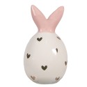 Clayre & Eef Decoration Egg Ø 5x9 cm White Ceramic Hearts