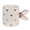 Clayre & Eef Mug 300 ml White Gold colored Ceramic Hearts