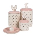 Clayre & Eef Storage Jar Ø 11x20 cm White Pink Ceramic Hearts