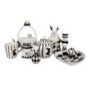 Clayre & Eef Kerzenständer Kaninchen 17 cm Weiß Silberfarbig Keramik