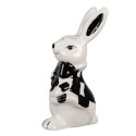 Clayre & Eef Figur Kaninchen 9 cm Weiß Schwarz Keramik