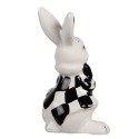 Clayre & Eef Figurine Rabbit 9 cm White Black Ceramic