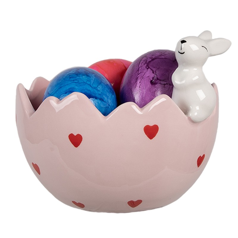 Clayre & Eef Decorative Bowl Egg 13x12x10 cm Pink Ceramic