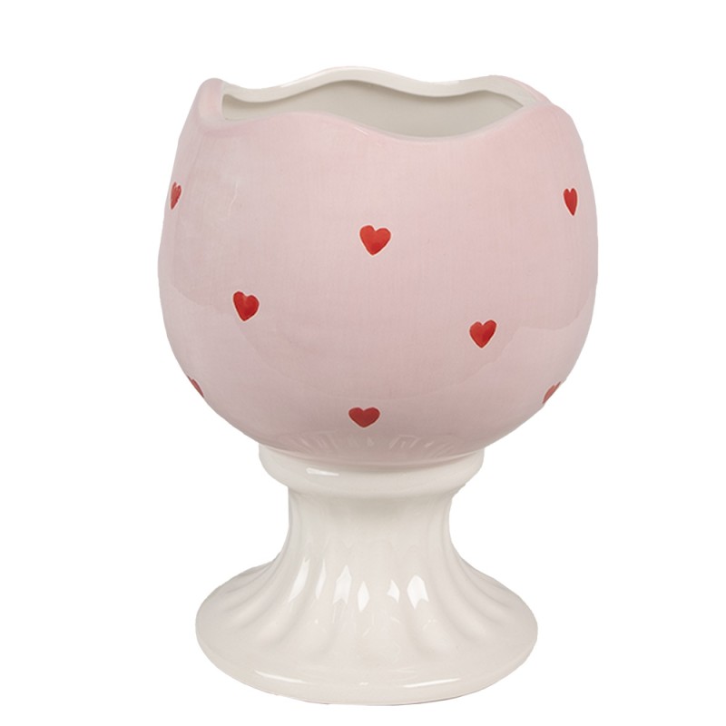 Clayre & Eef Barattolo di stoccaggio Uovo Ø 13x25 cm Rosa Ceramica Ovale