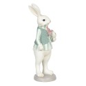 Clayre & Eef Figurine Rabbit 10x10x25 cm White Green Polyresin