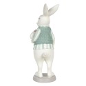 Clayre & Eef Figur Kaninchen 10x10x25 cm Weiß Grün Polyresin