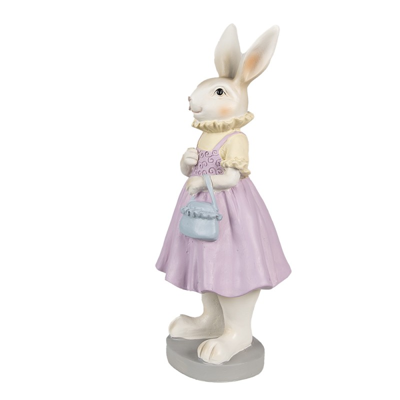 Clayre & Eef Figurine Rabbit 12x10x27 cm Brown Purple Polyresin