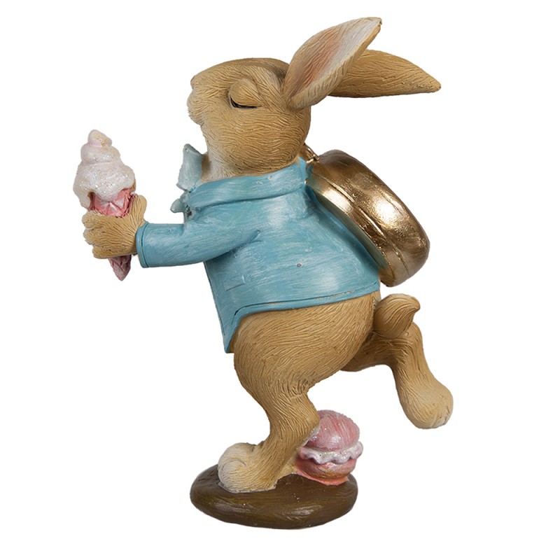 Clayre & Eef Figurine Rabbit 14 cm Brown Blue Polyresin