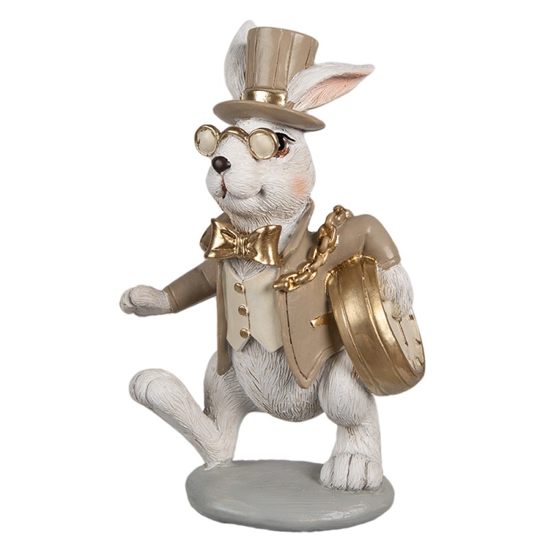 Clayre & Eef Figurine Rabbit 14 cm White Beige Polyresin