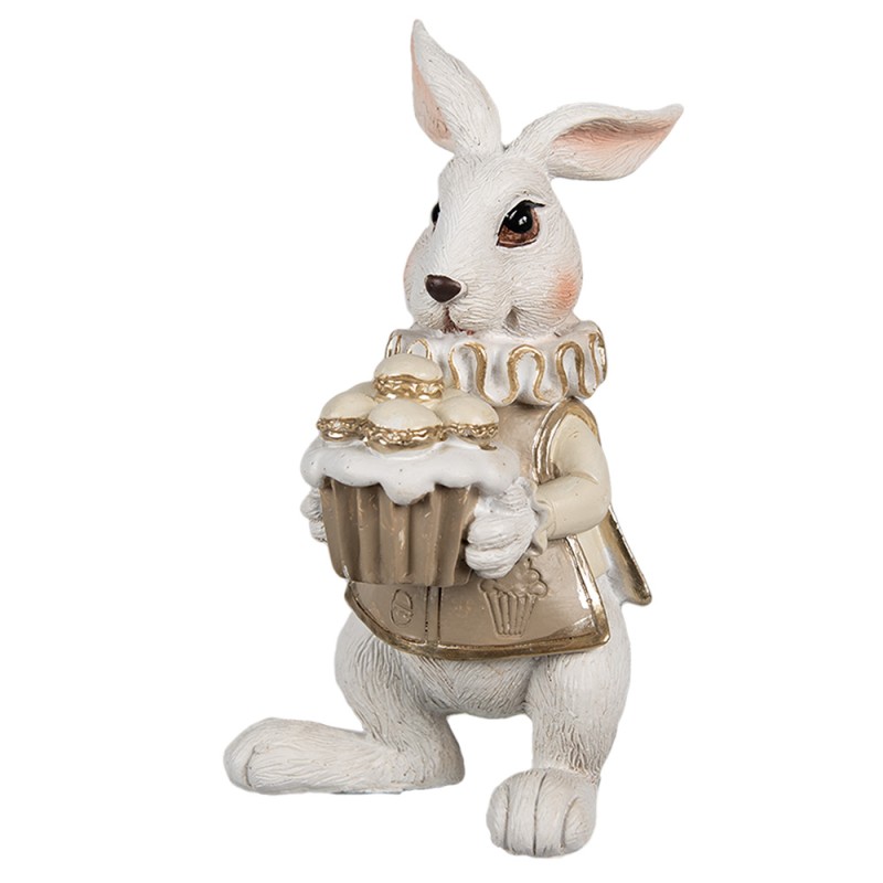 Clayre & Eef Figurine Rabbit 13 cm White Brown Polyresin