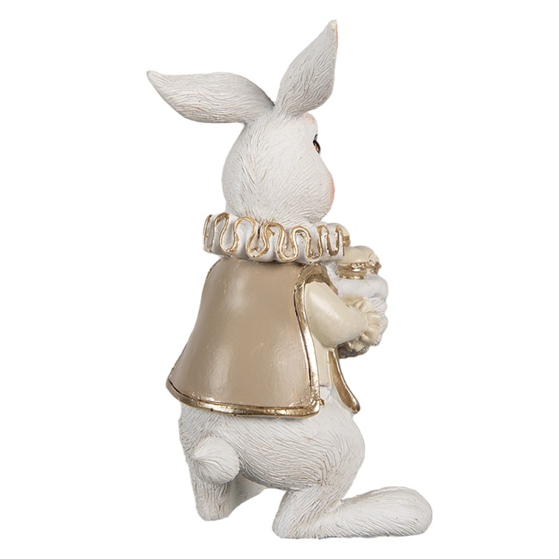 Clayre & Eef Figur Kaninchen 13 cm Weiß Braun Polyresin