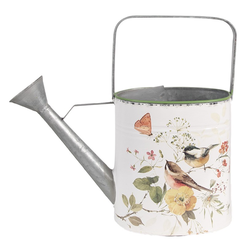 Clayre & Eef Decorative Watering Can 34x12x32 cm White Metal Birds