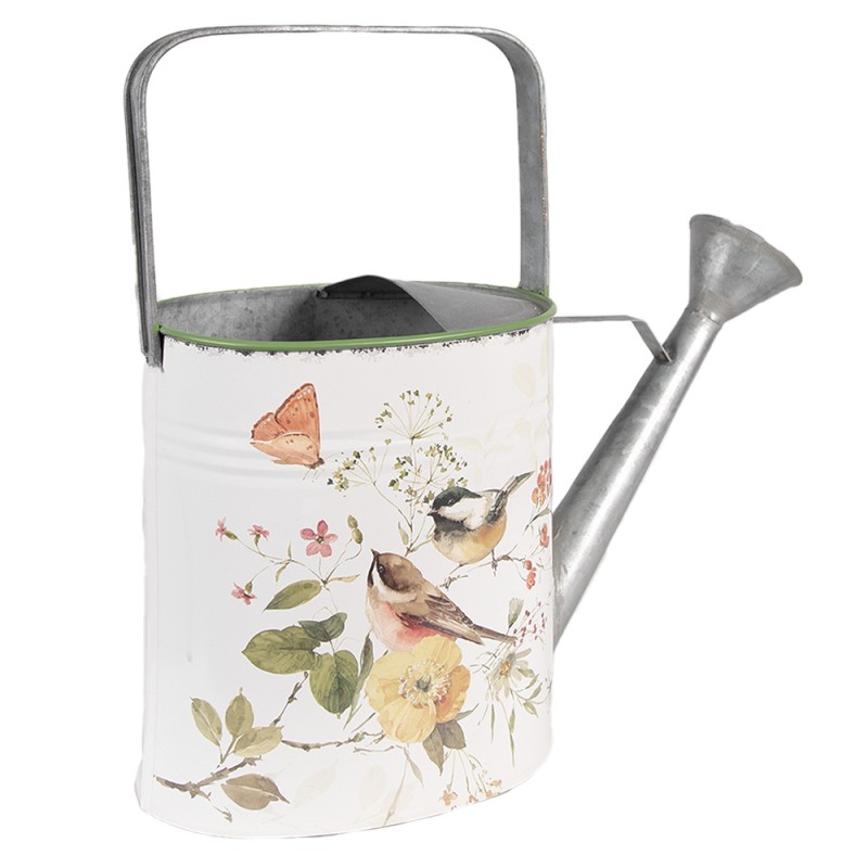 Clayre & Eef Decorative Watering Can 34x12x32 cm White Metal Birds