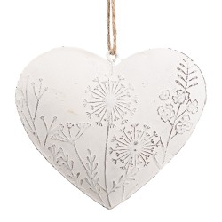 Clayre & Eef Décoration pendentif Coeur 11 cm Blanc Fer En forme de coeur