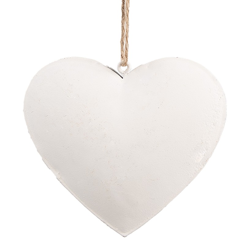 Clayre & Eef Decorazione pendente Cuore 11 cm Bianco Ferro A forma di cuore