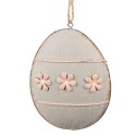 Clayre & Eef Pendentif de Pâques Œuf 8 cm Gris Fer Ovale