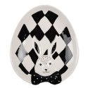 Clayre & Eef Assiette de petit déjeuner 21x18x4 cm Blanc Noir Porcelaine Ovale Lapin