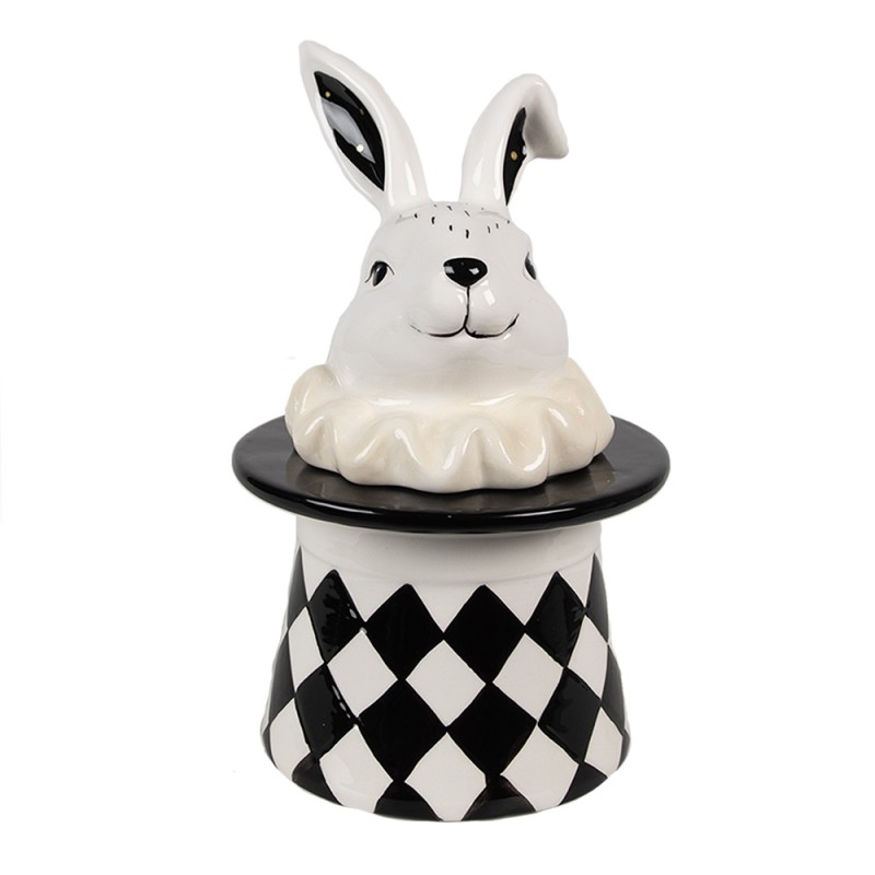 Clayre & Eef Vorratsglas Kaninchen 20 cm Weiß Schwarz Keramik