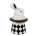 Clayre & Eef Barattolo di stoccaggio Coniglio 20 cm Bianco Nero Ceramica