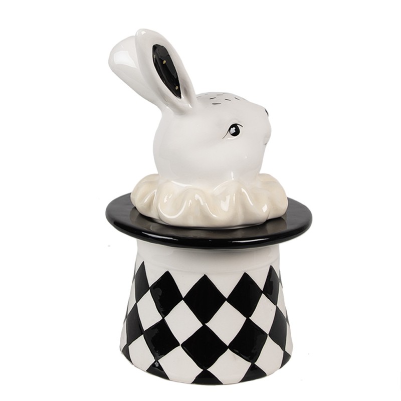 Clayre & Eef Storage Jar Rabbit 20 cm White Black Ceramic