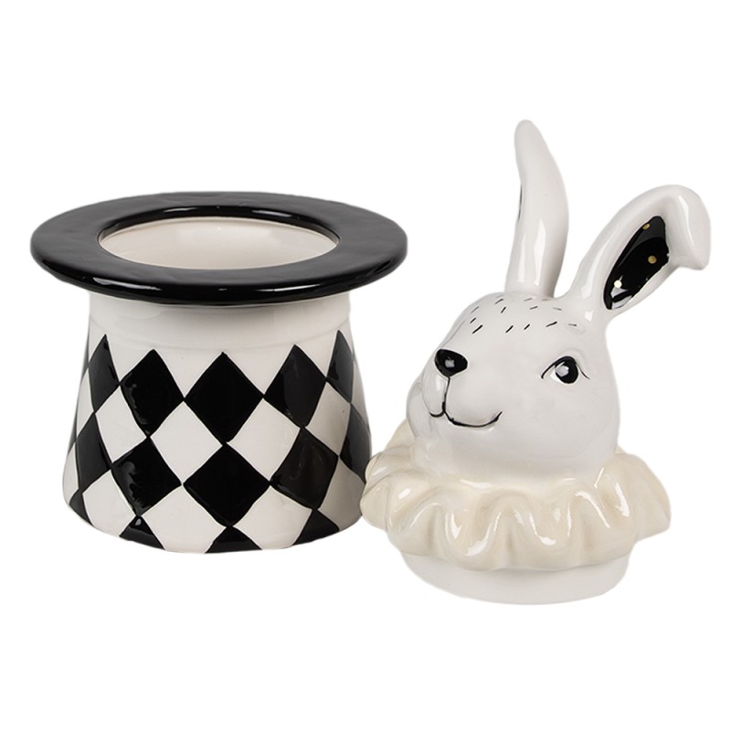 Clayre & Eef Storage Jar Rabbit 20 cm White Black Ceramic