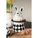 Clayre & Eef Pot de stockage Lapin 20 cm Blanc Noir Céramique