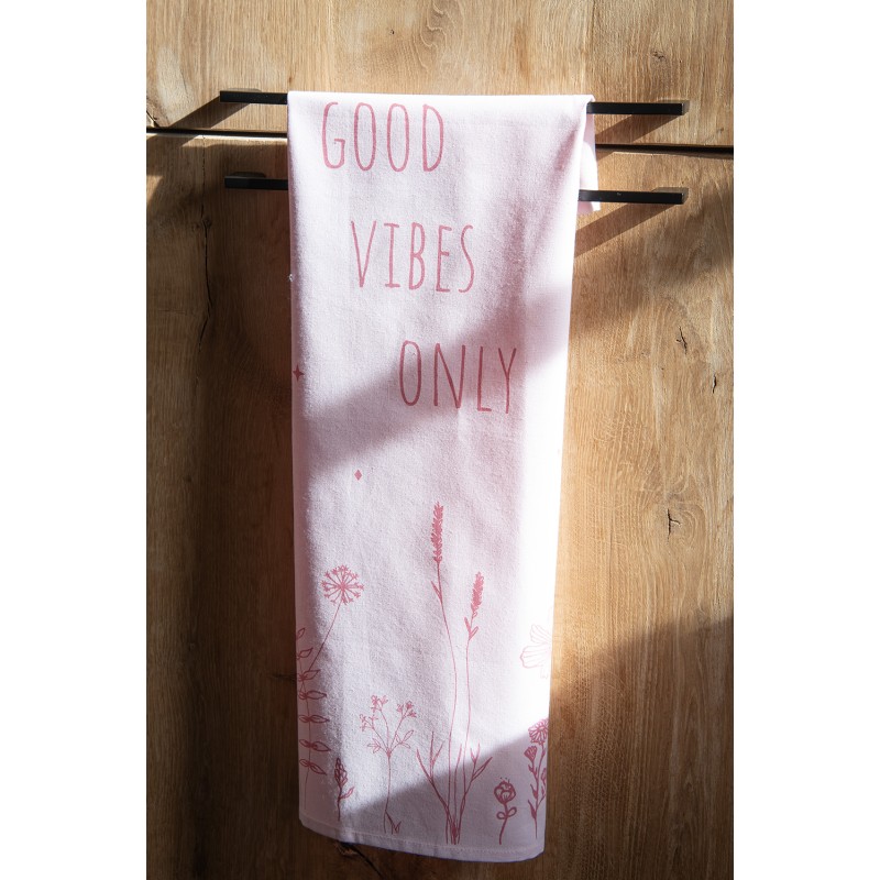 Clayre & Eef Tea Towel  47x70 cm Pink Cotton Flowers